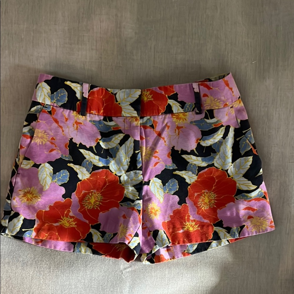 Ann Taylor LOFT Red and Pink Floral Shorts